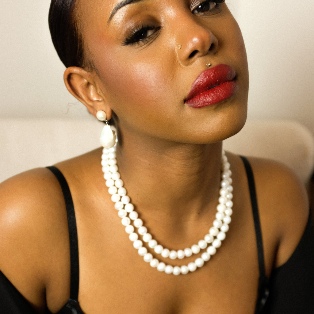 Amelia Double Strand Round Pearl Necklace