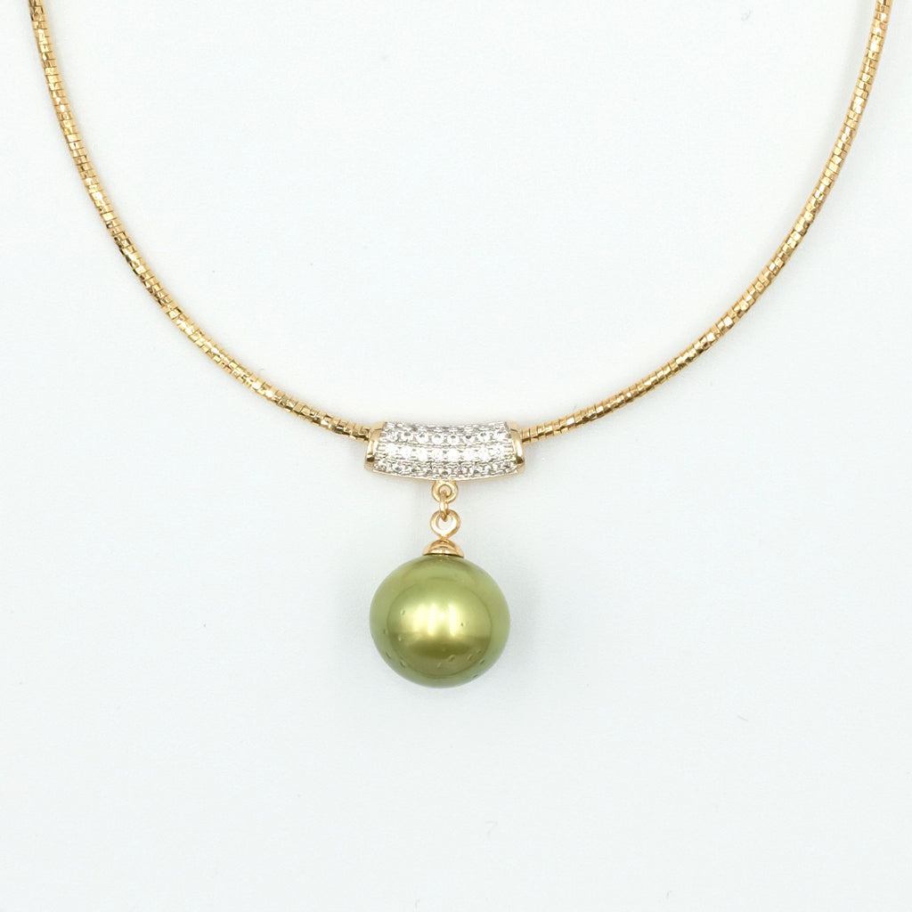 Gaia's Pistachio Colour Tahitian Pearl Necklace - Aniya Jewellery