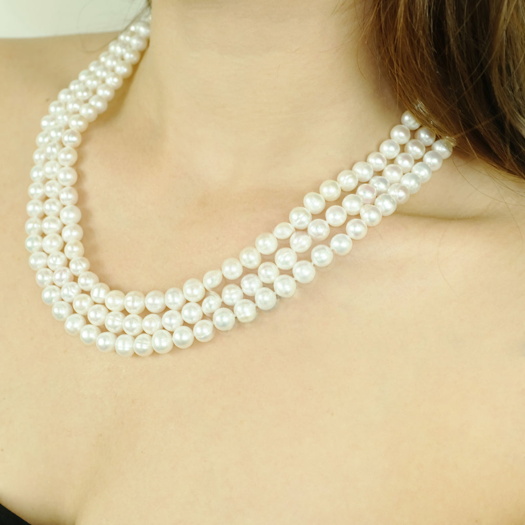 Adrianne Three Layered Pearl Necklace - Aniya Jewellery