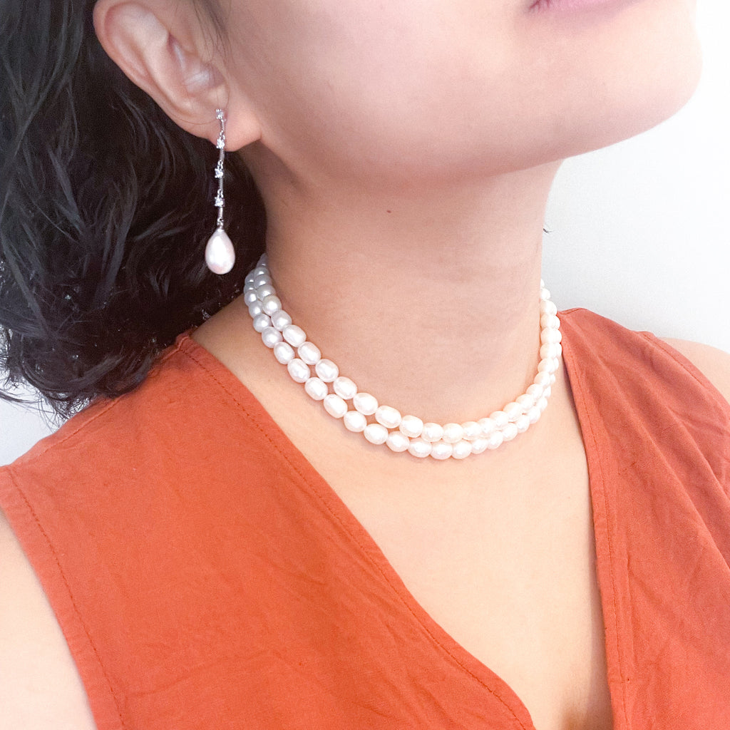 Double Strand Choker with Princess love Drop Earrings
