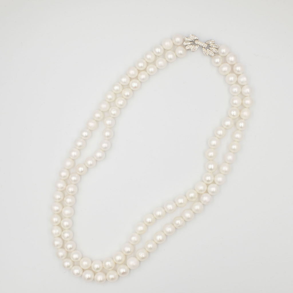 Double Strand Round Pearl Necklace