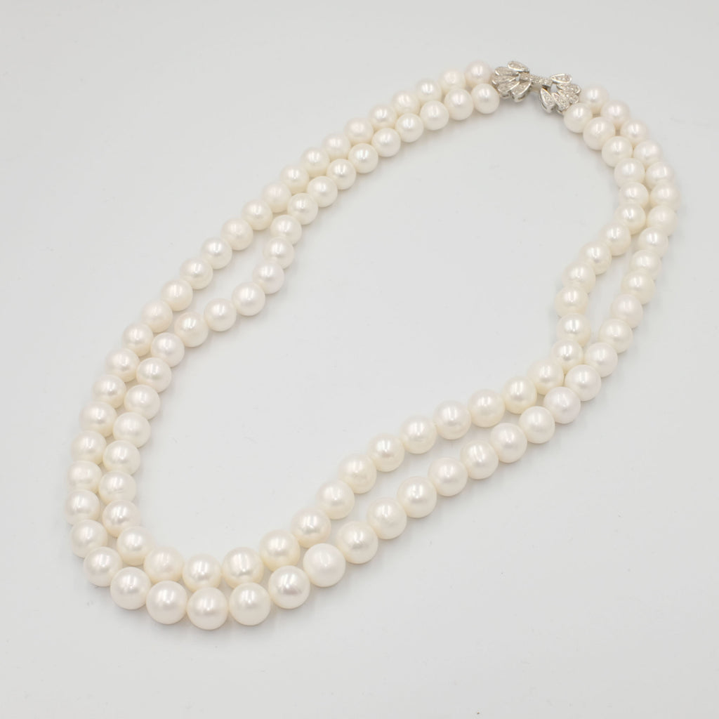 Double Strand Round Pearl Necklace