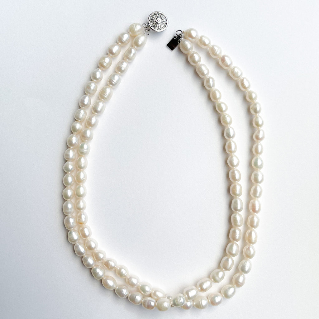 Double Strand Teardrop Pearl Necklace