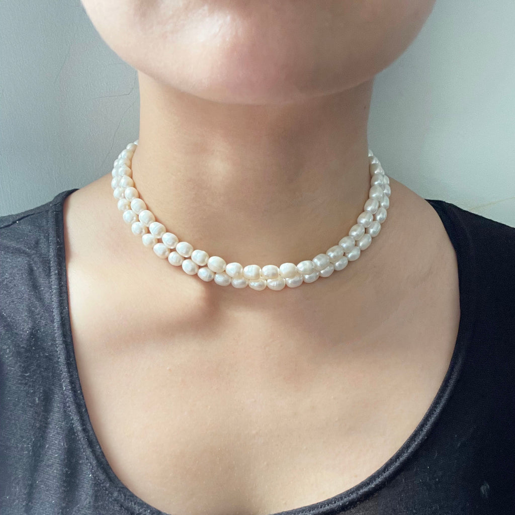 Double Strand Teardrop Pearl Necklace