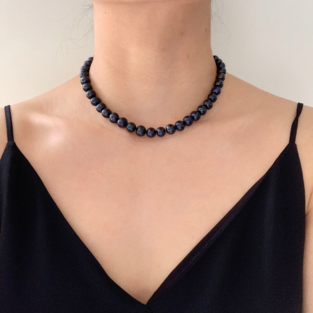 Alina Black Coloured Freshwater Pearl Necklace